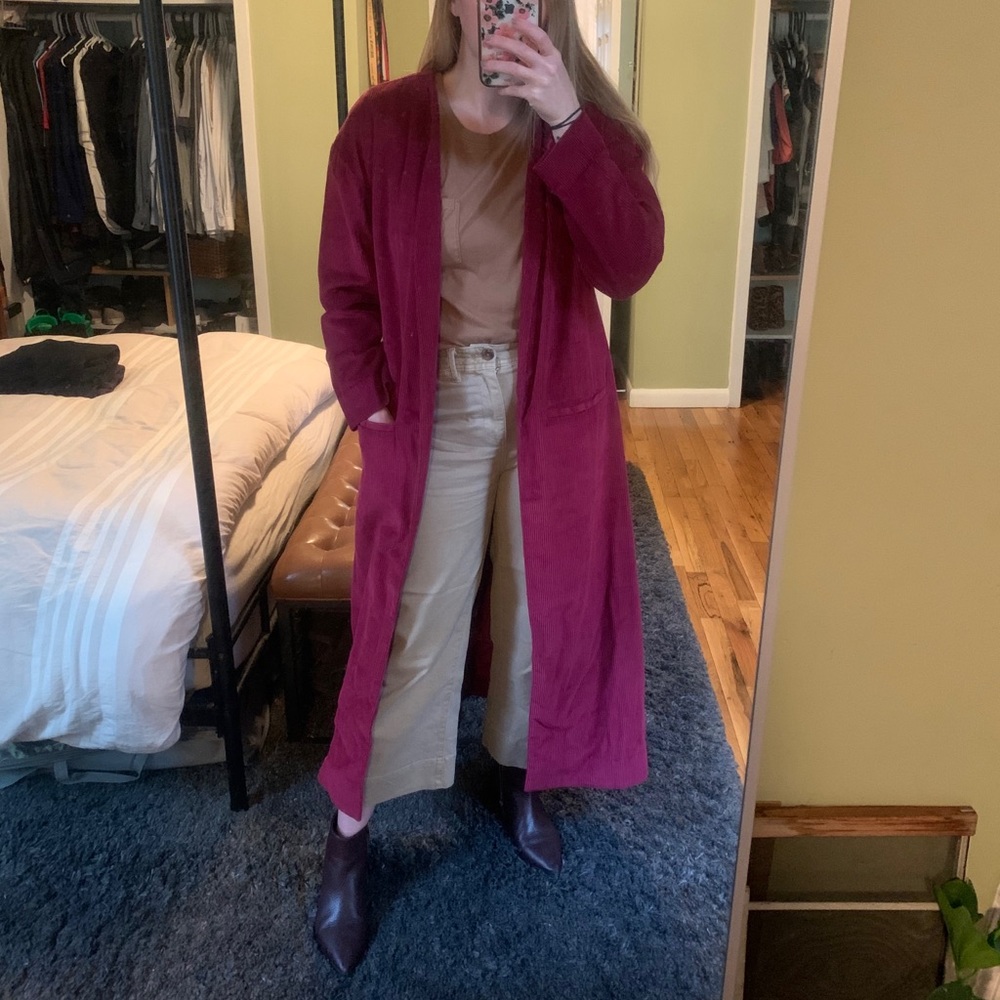 Pink corduroy overcoat